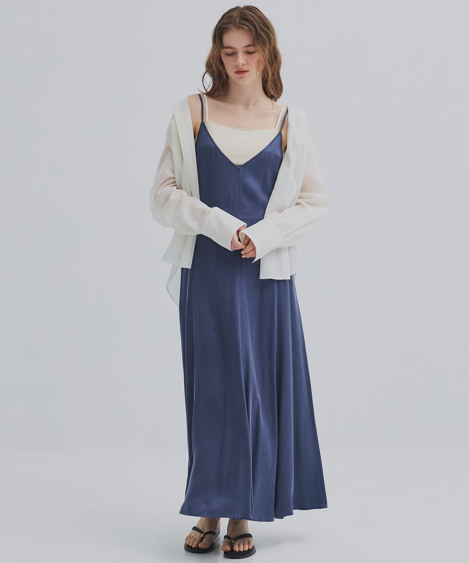 【完売間近】フィブリルサテンキャミワンピ