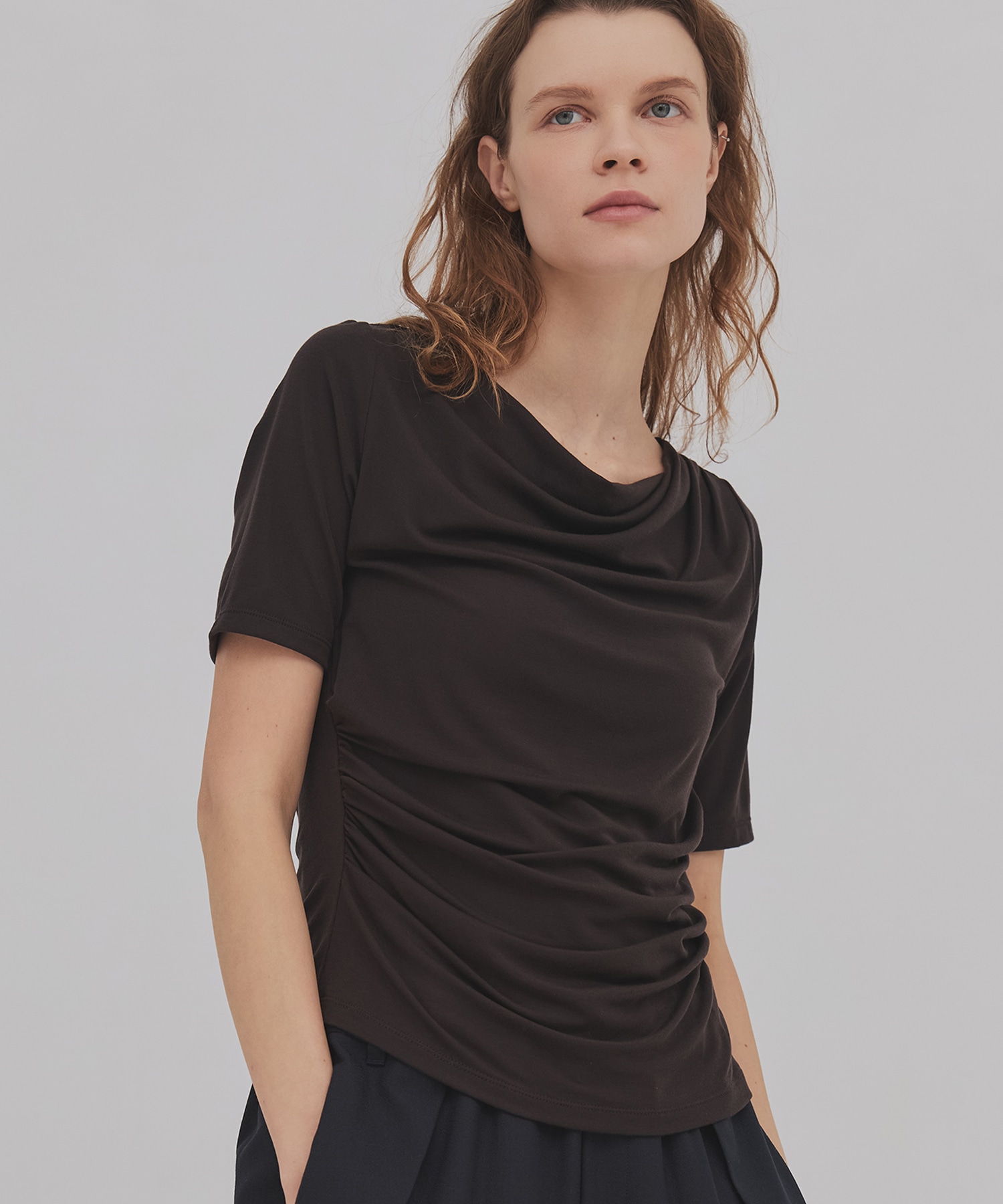 【再入荷|残り1点】ドレープハーフスリーブトップ