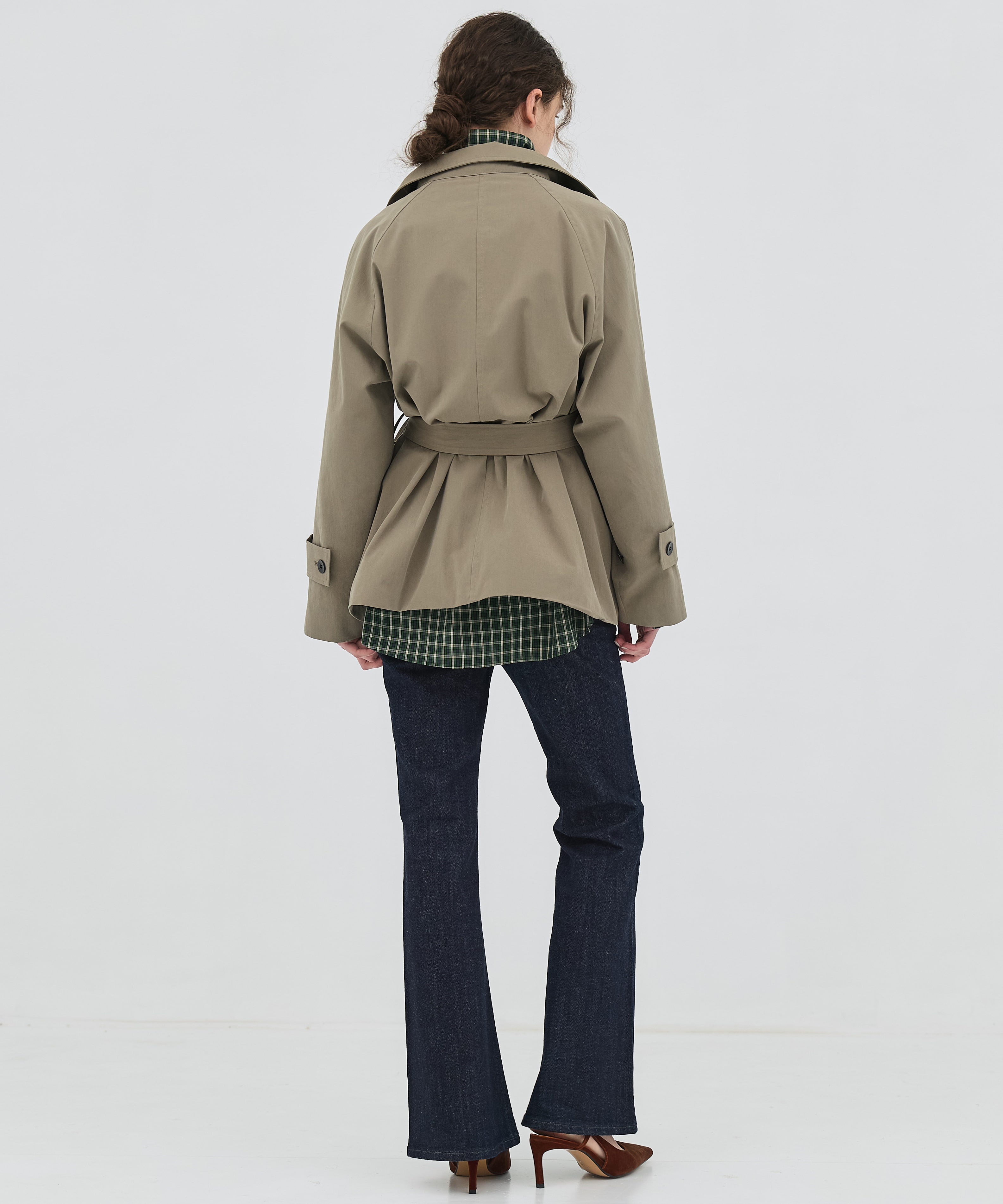 【再入荷】ファンネルネックショートトレンチコート