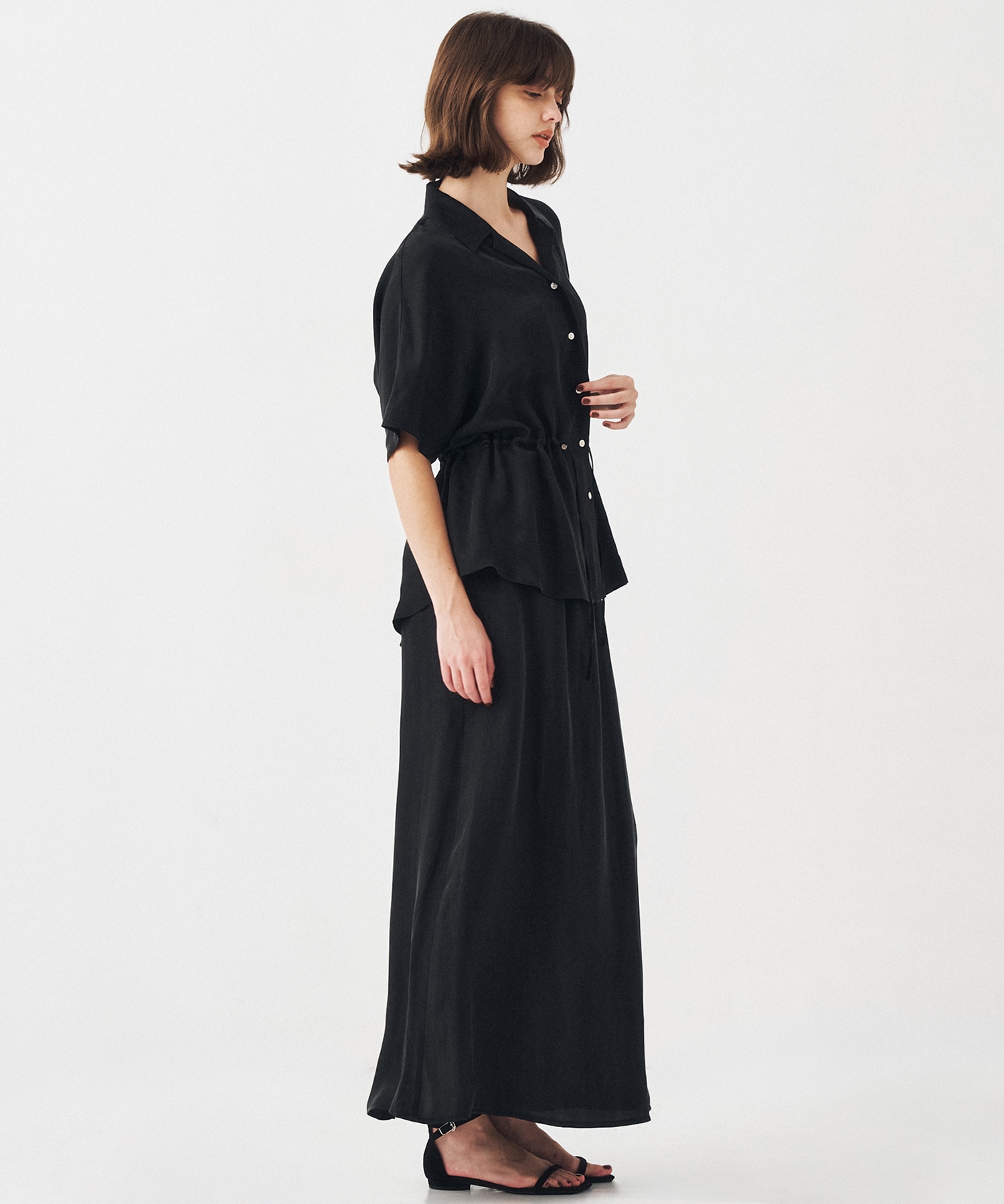 【再入荷】ピーチキュプラスリットロングスカート