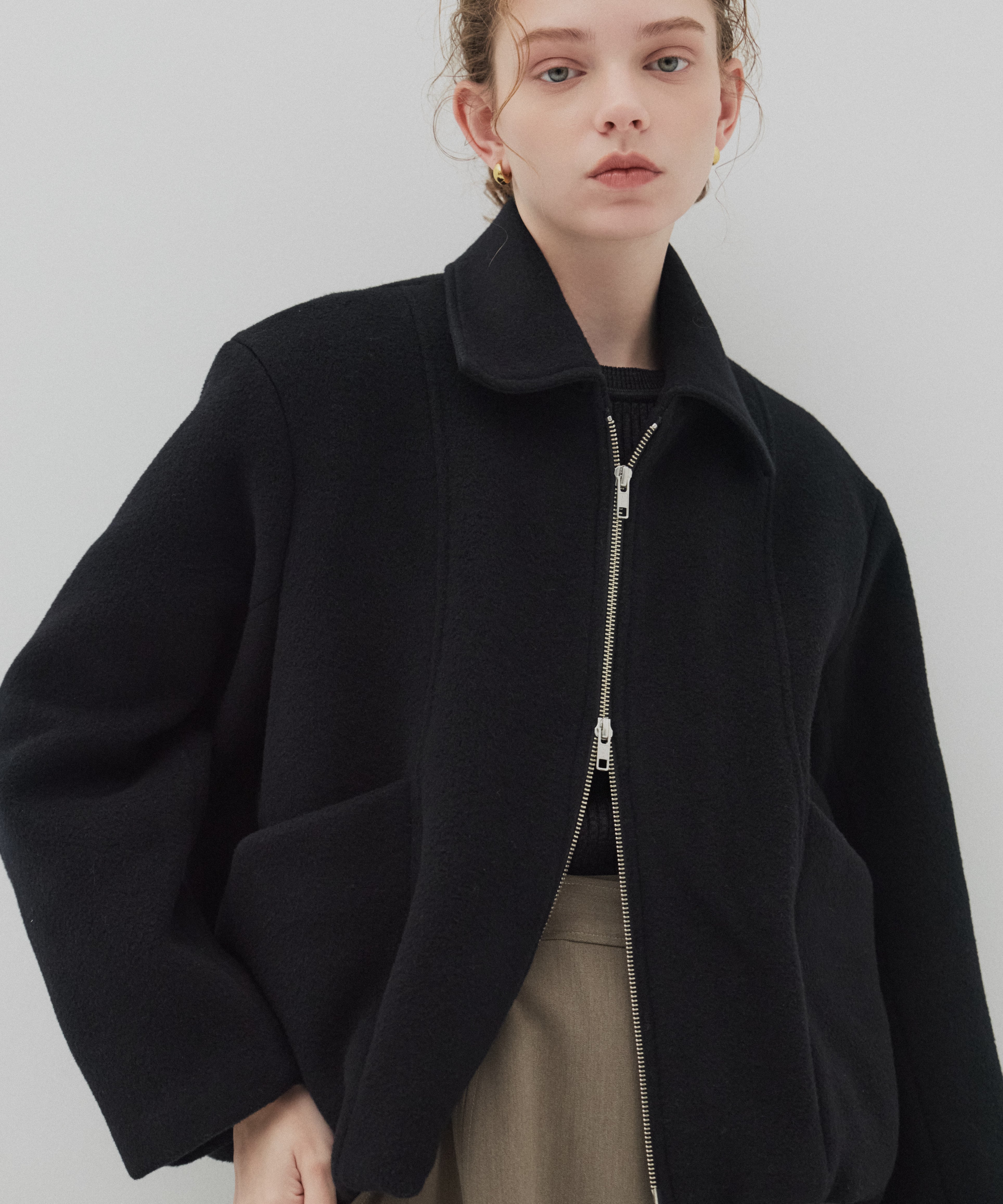 【再入荷】ウールジップタックショートコート
