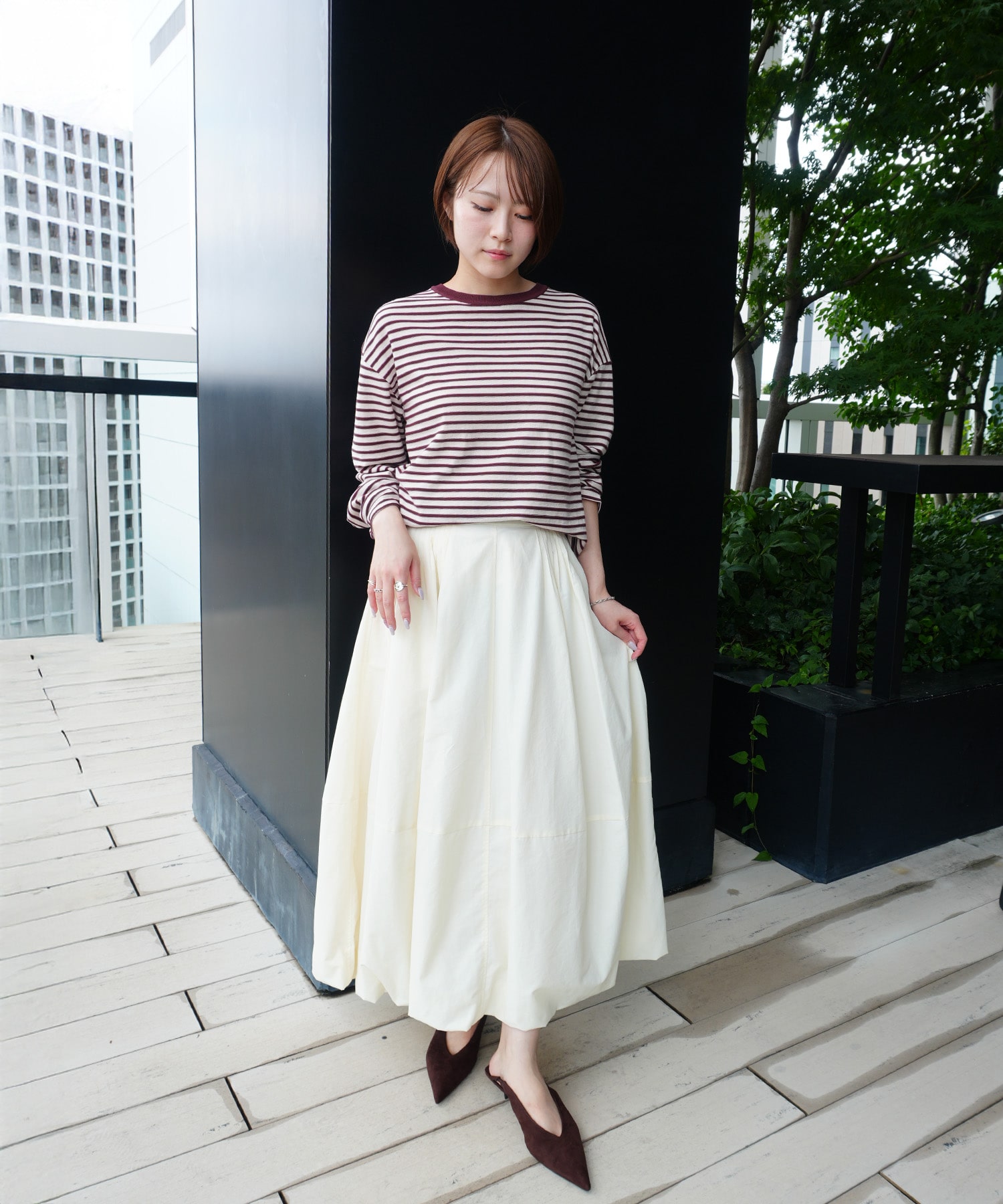 ボーダークルーネックニットTEE