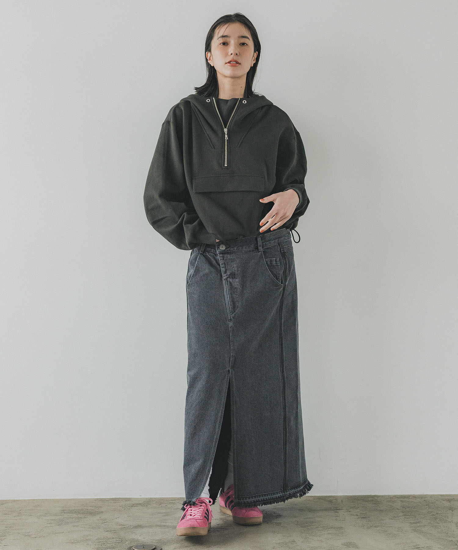 レイヤードデニムスカート