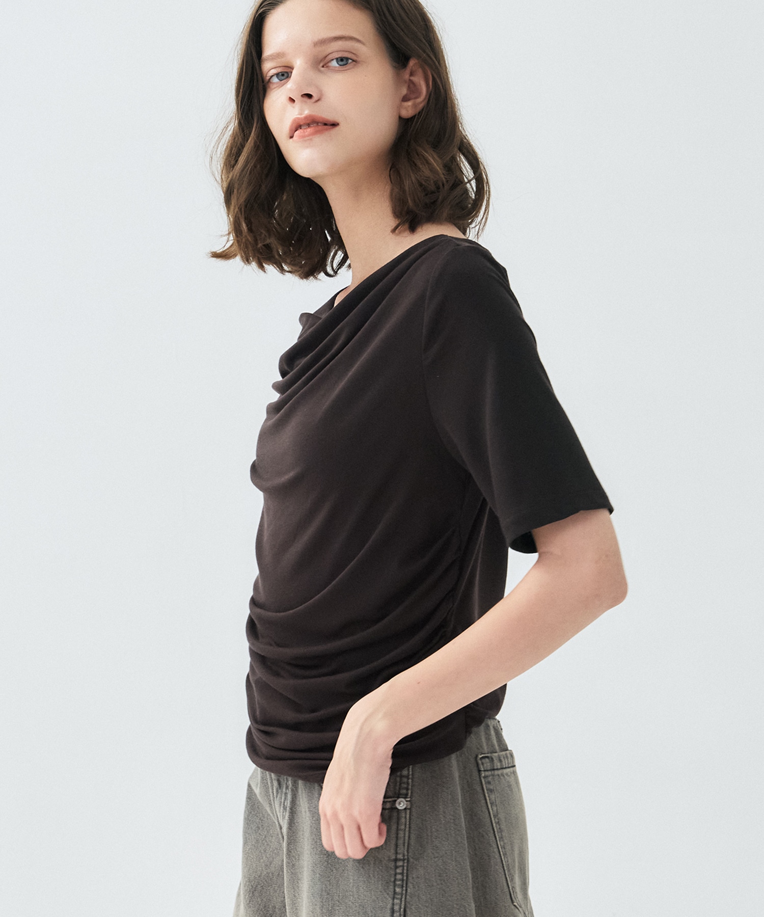 【再入荷|残り1点】ドレープハーフスリーブトップ