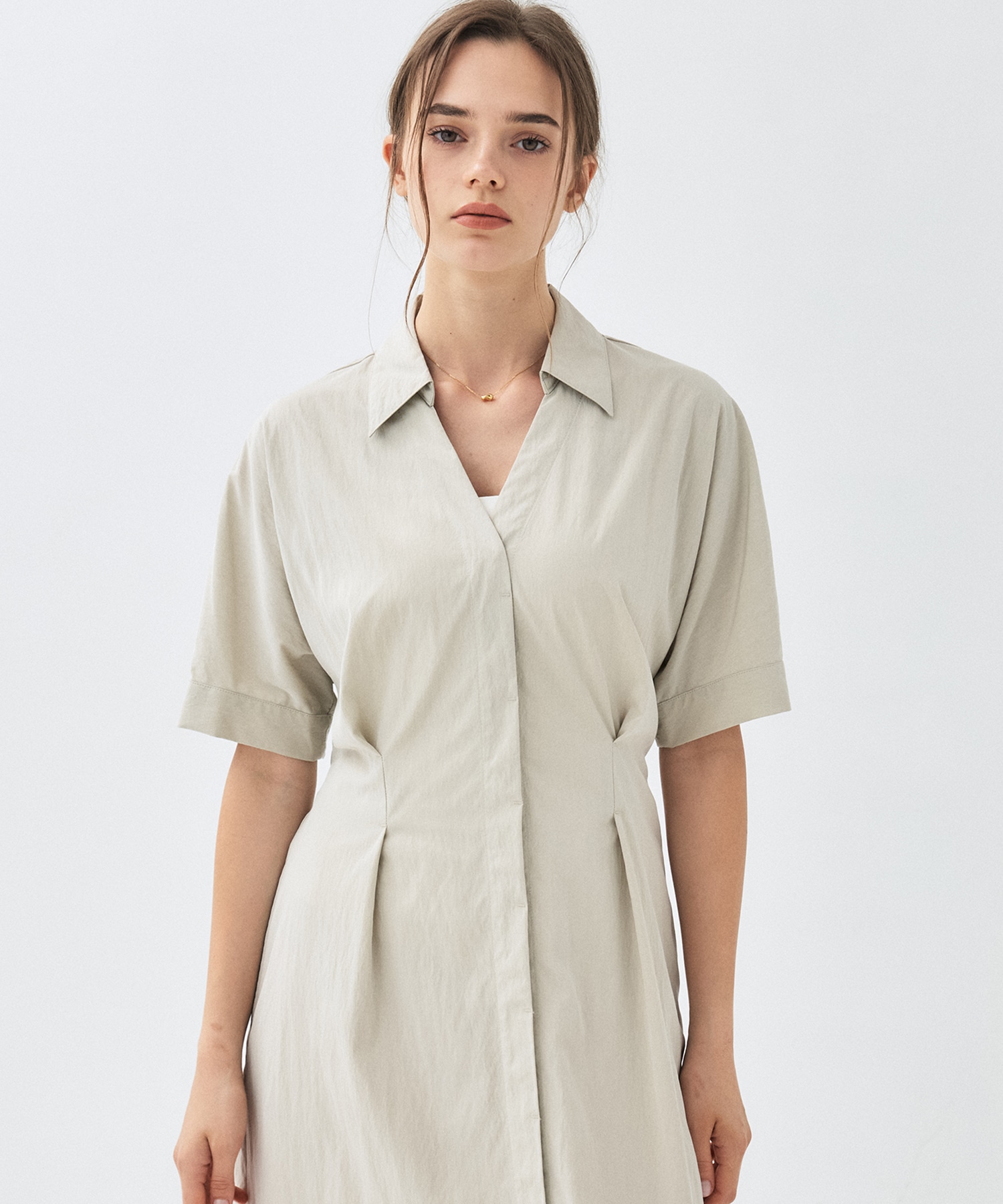 タックスリーブシャツワンピ