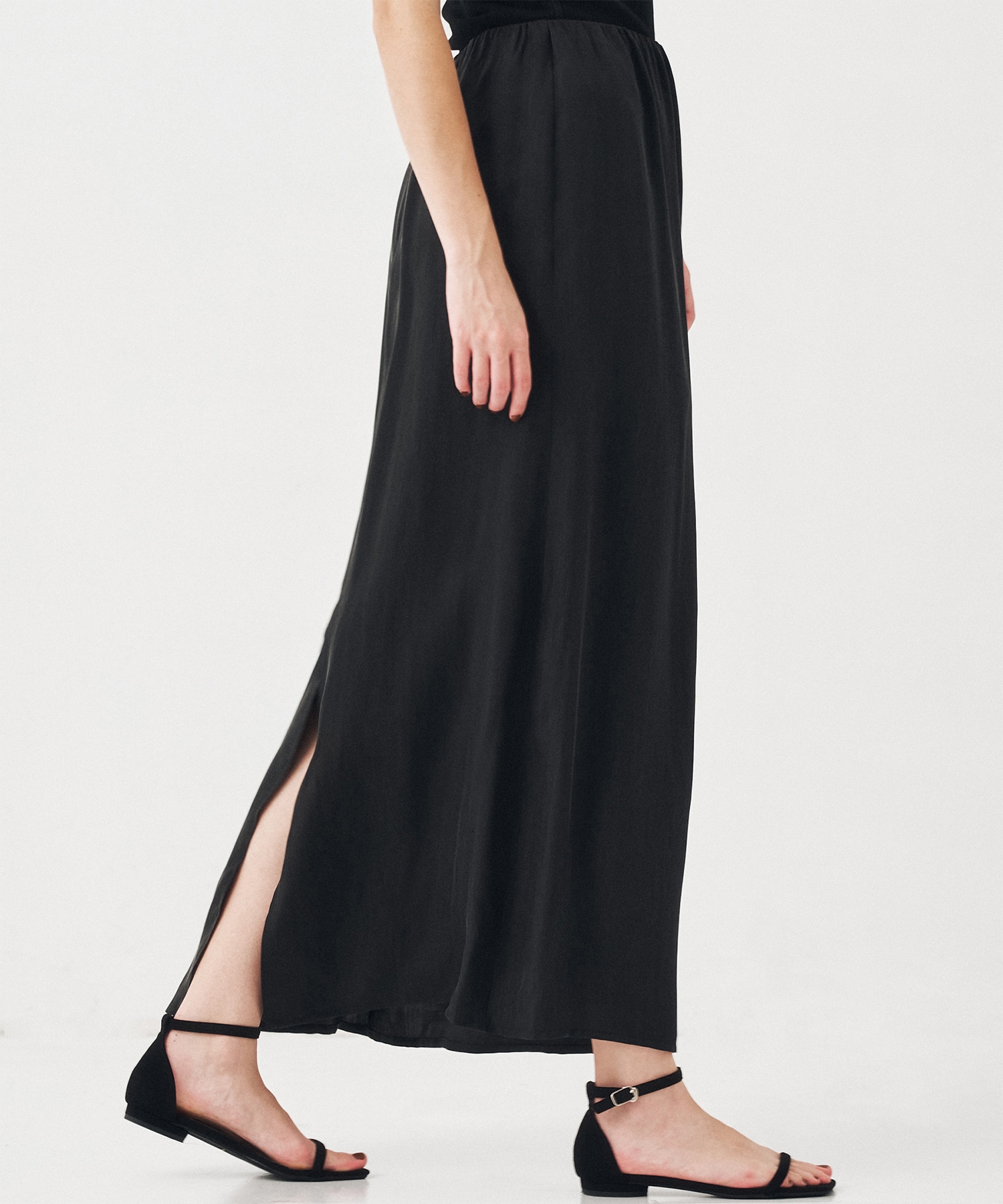 【再入荷】ピーチキュプラスリットロングスカート