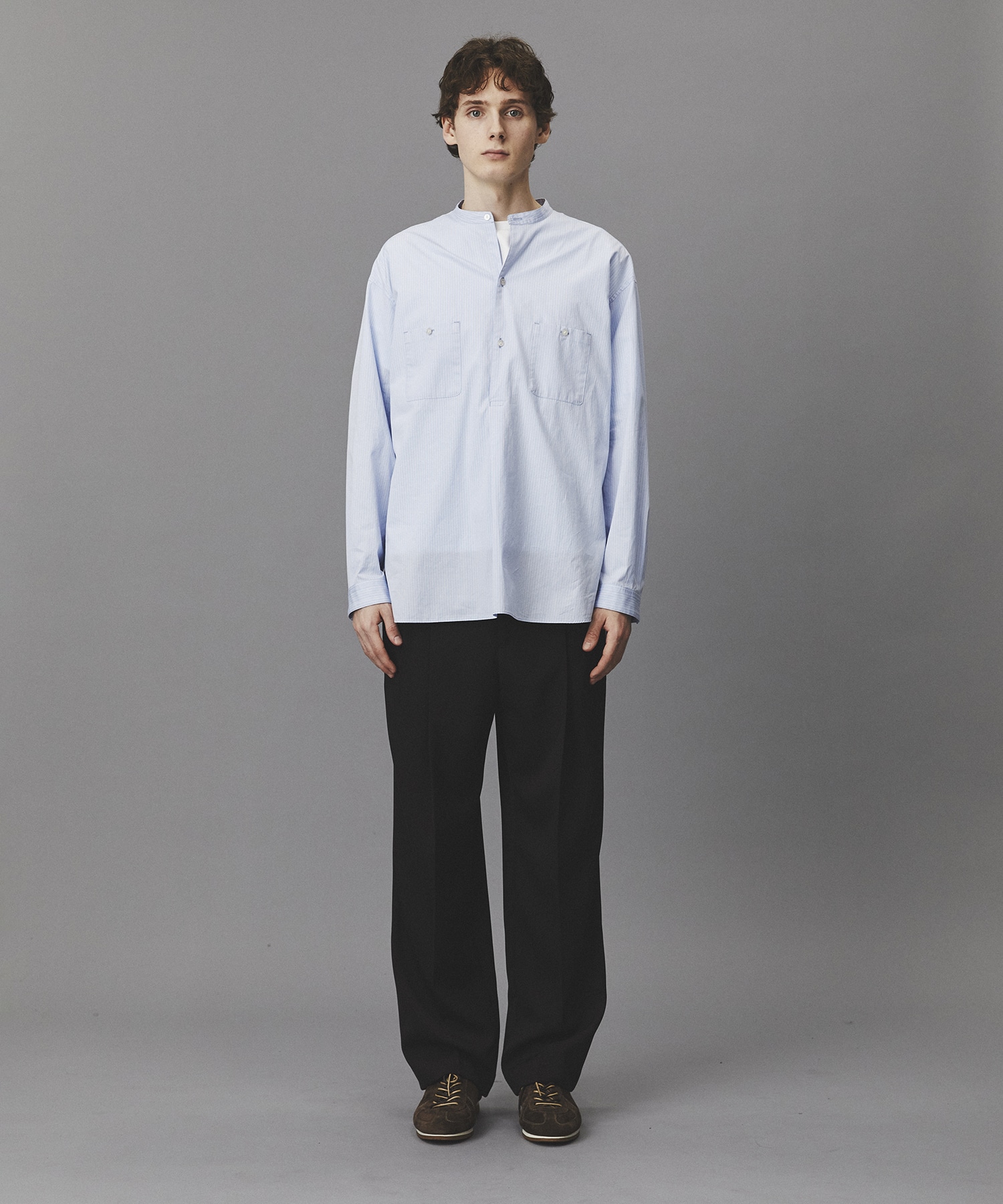 【残りわずか】Suvin Giza Band Skipper Shirts