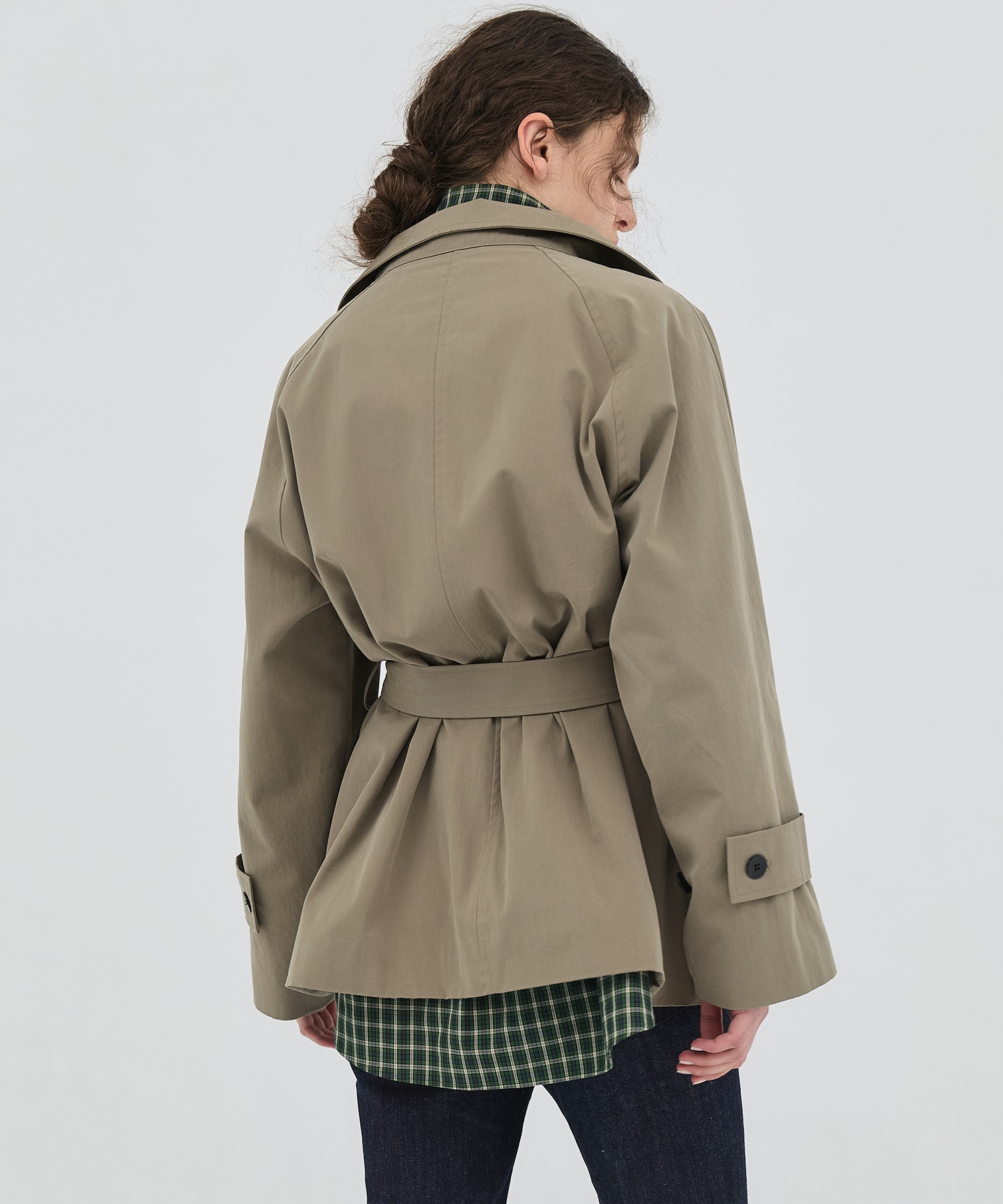 【再入荷】ファンネルネックショートトレンチコート