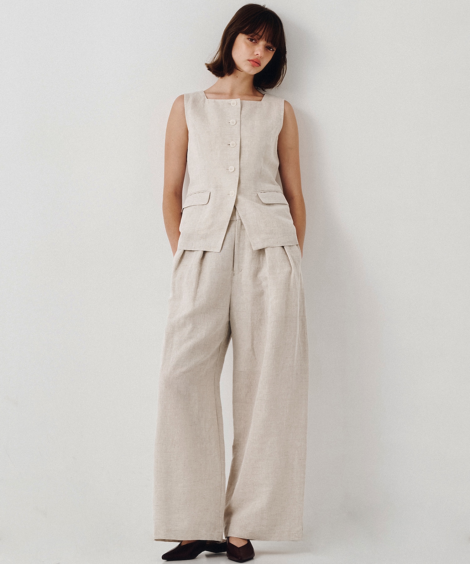 【再入荷】コットンリネンコクーンワイドパンツ