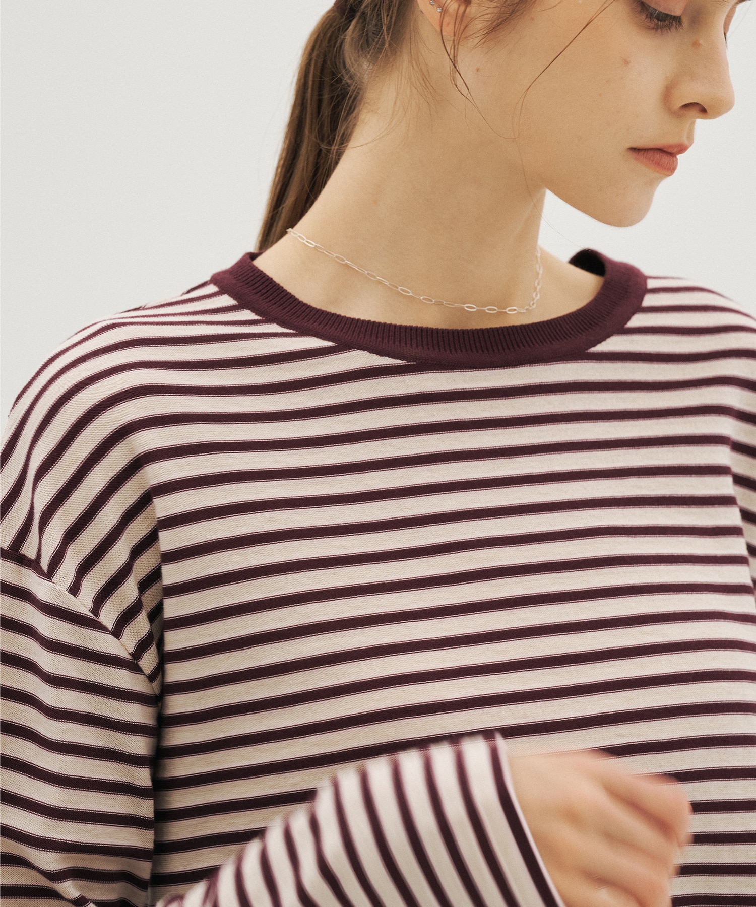 ボーダークルーネックニットTEE