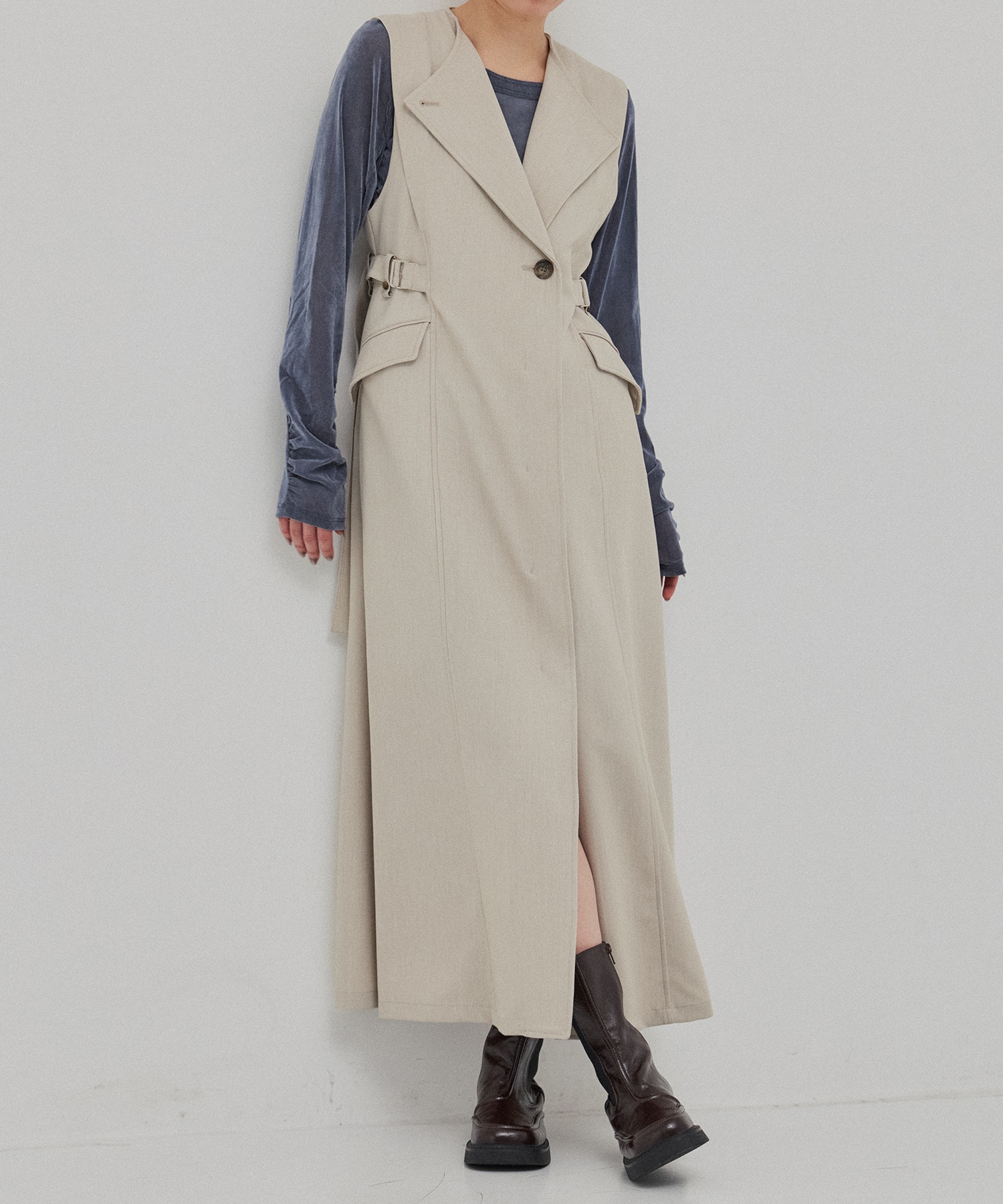 【残り僅か】ベルテッドジレワンピ