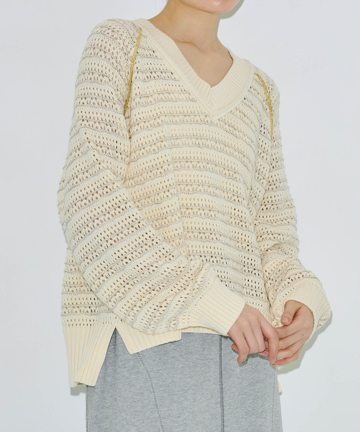 【完売間近】カラーミックスメッシュニット