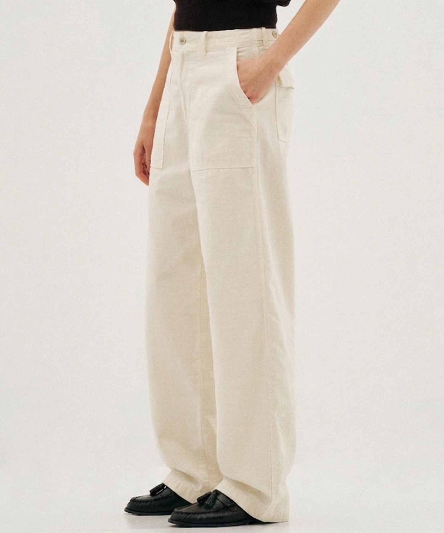 コットンワイドベイカーパンツ